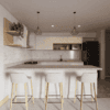Cocina integral melamina blanca RH - vista lateral | DH Mobiliarios cCocina integral melamina blanca RH - vista lateral | DH Mobiliarios